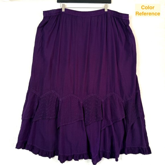 ADDED DIMENSIONS CATHERINES Tiered Lace Embroidered Whimsigoth Maxi Skirt 1X - Picture 4 of 7